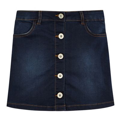 Girls' dark blue denim A-line skirt